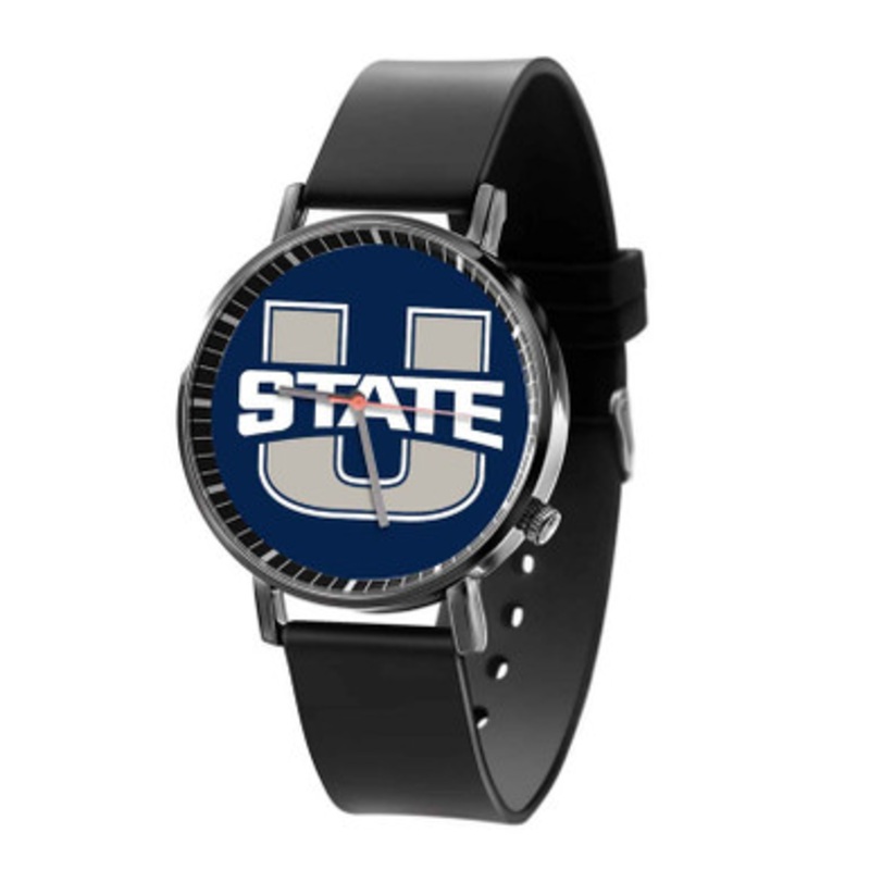 Utah State Aggies Black Quartz Watch Unisex With Premium Gift Box