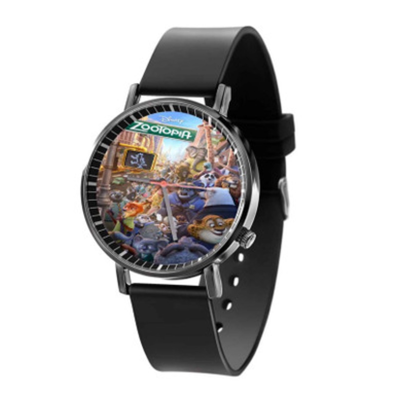Zootopia Print Black Quartz Watch Unisex With Premium Gift Box