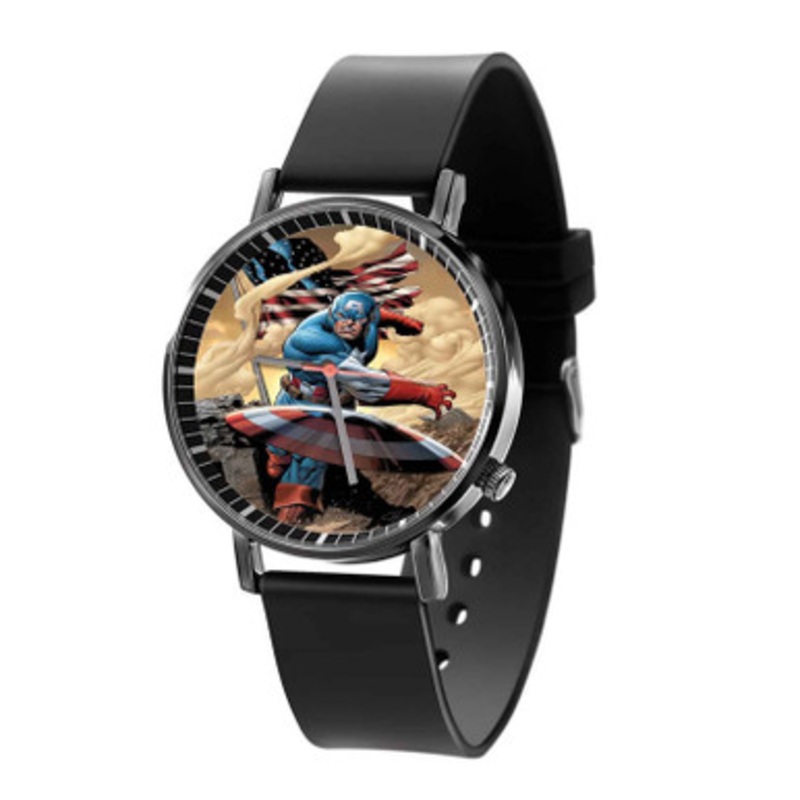 Captain America Marvel Unisex Black Quartz Watch With Premium Gift Box