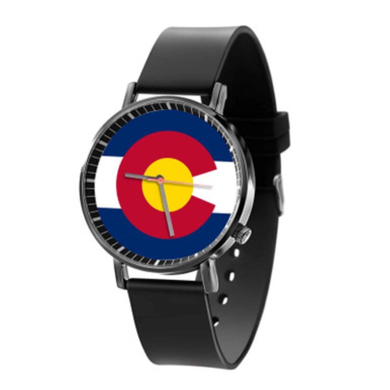 colorado flag Black Quartz Watch Unisex With Premium Gift Box