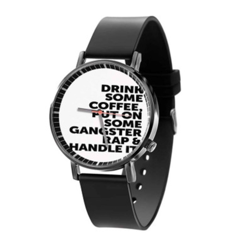 Drink Some Coffee Quotes Black Quartz Watch With Premium Gift Box for Unisex
