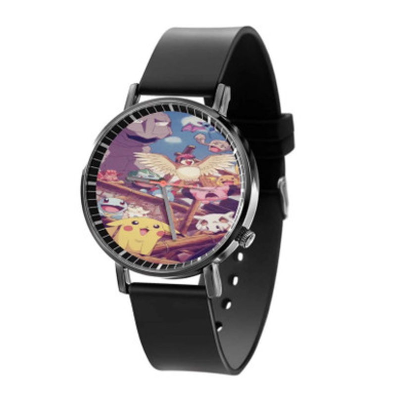 Pokemon Pikachu and Friends Black Quartz Watch Unisex With Premium Gift Box