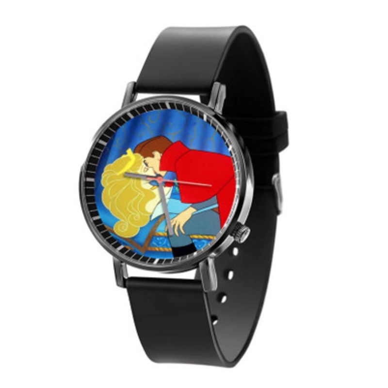 Sleeping Beauty Kiss Disney Unisex Black Quartz Watch With Premium Gift Box