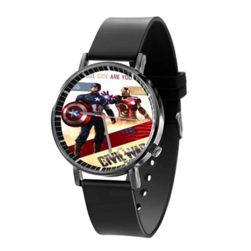 Civil War Captain America Who Side Are You On Black Quartz Watch Unisex With Premium Gift Box