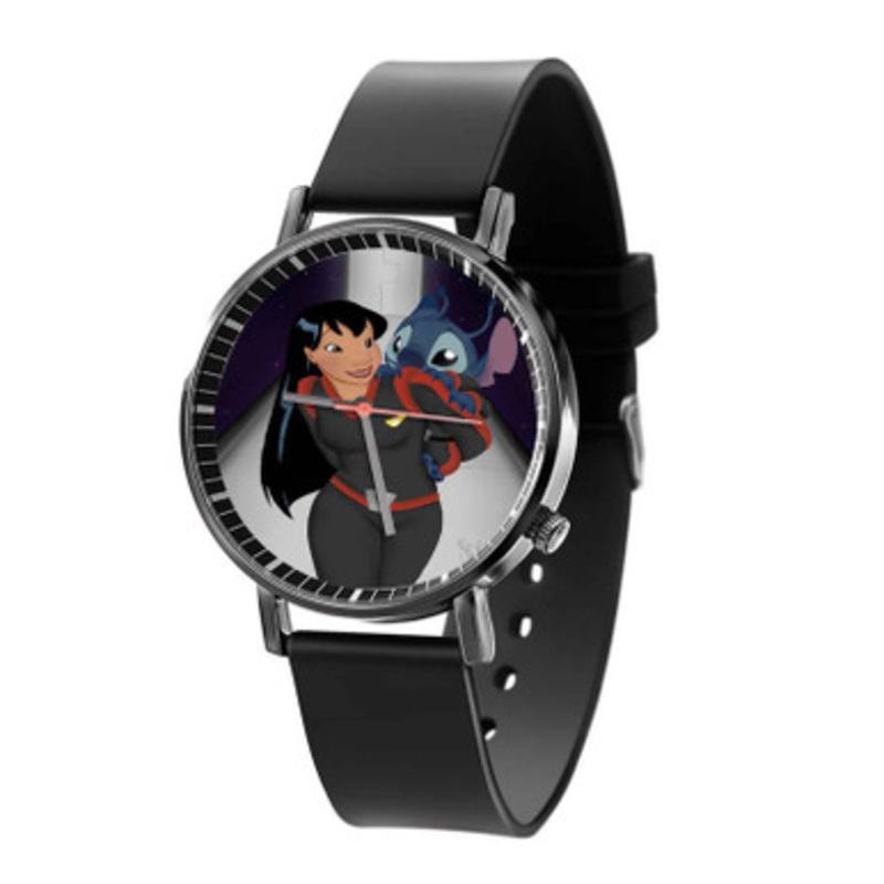 Disney Lilo and Stitch Print Black Quartz Watch Unisex With Premium Gift Box