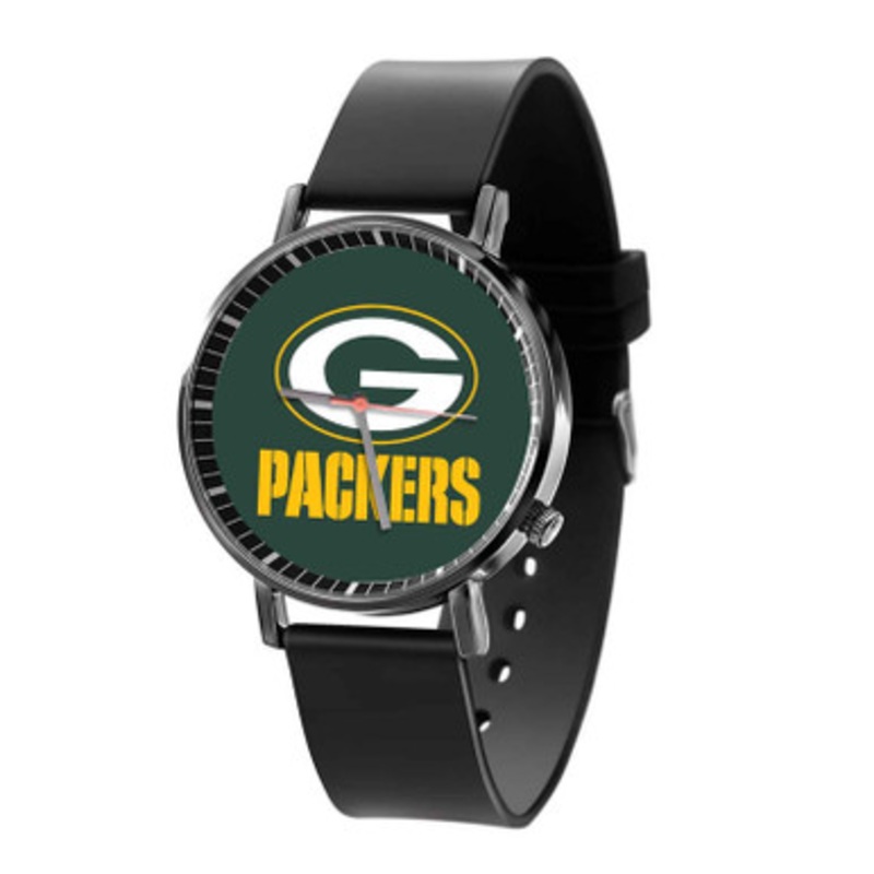 Green Bay Packers NFL Art Black Quartz Watch Unisex With Premium Gift Box