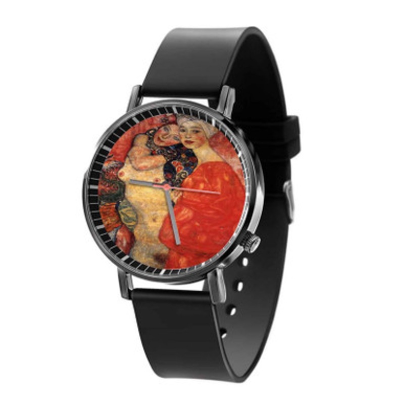 Gustav Klimt Women Friends Black Quartz Watch Unisex With Premium Gift Box