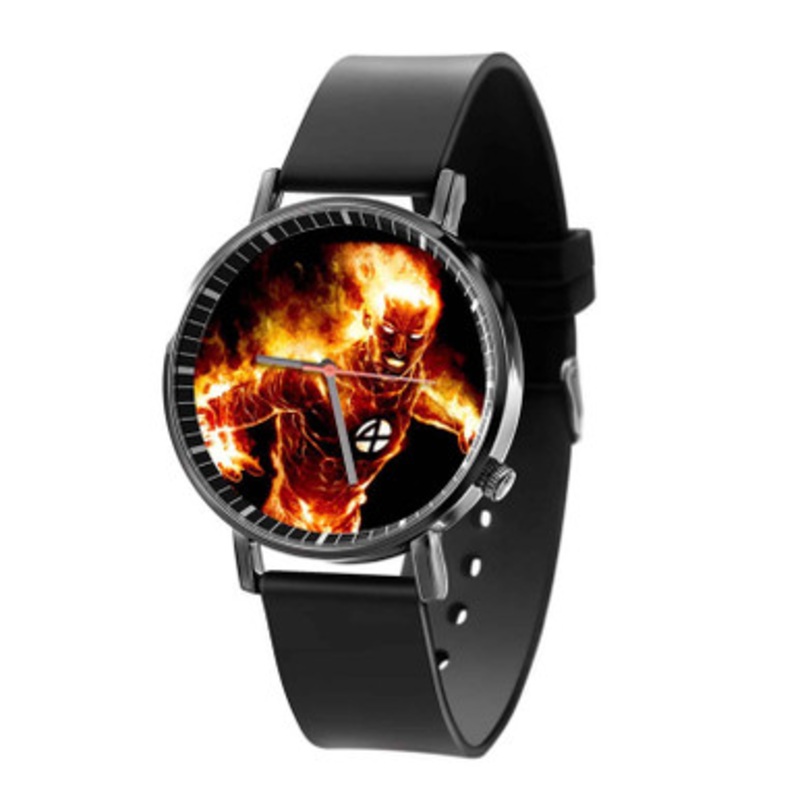 Human Torch Marvel Superheroes Unisex Black Quartz Watch With Premium Gift Box