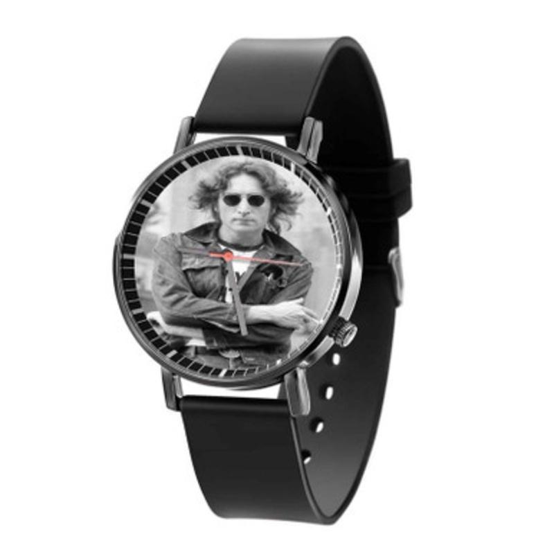John Lennon Black Glasses Black Quartz Watch Unisex With Premium Gift Box