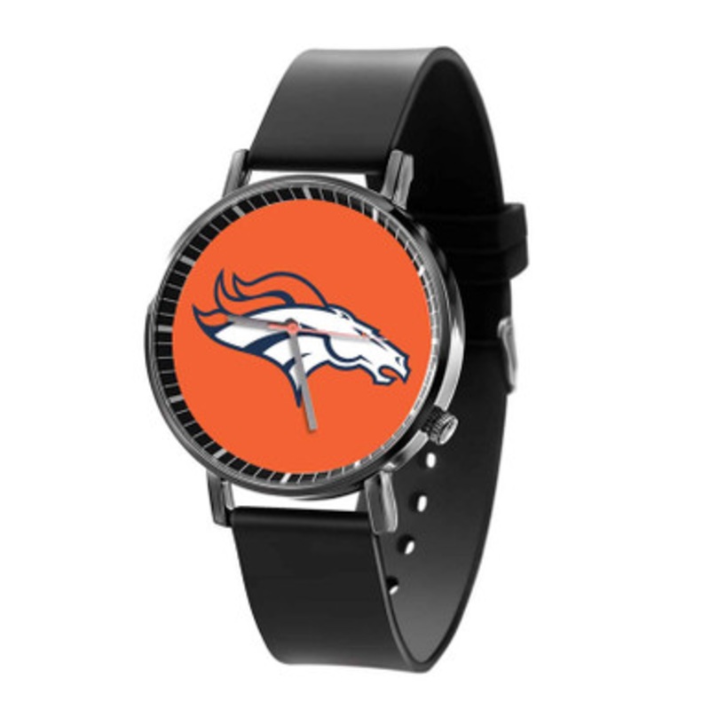 Denver Broncos NFL Art Black Quartz Watch Unisex With Premium Gift Box
