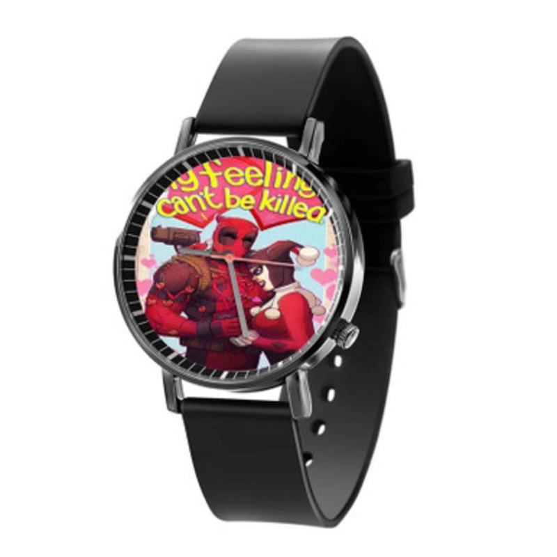 Harley Quinn and Deadpool Love Unisex Black Quartz Watch With Premium Gift Box