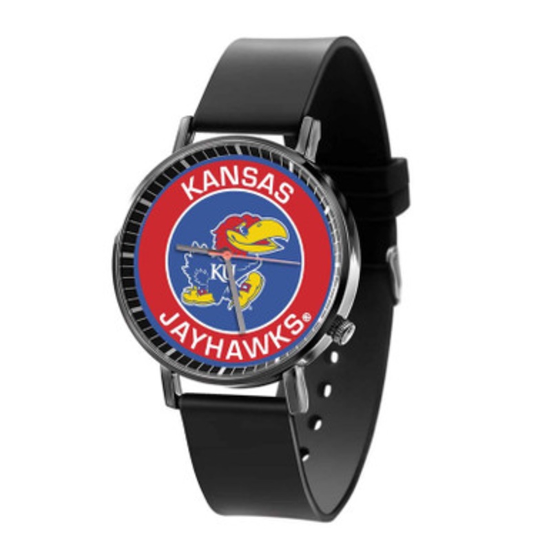 Kansas Jayhawks Black Quartz Watch Unisex With Premium Gift Box