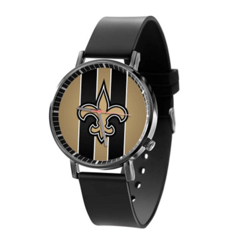 New Orleans Saints NFL Black Quartz Watch Unisex With Premium Gift Box
