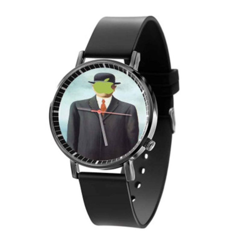 Rene Magritte Apple Black Quartz Watch Unisex With Premium Gift Box