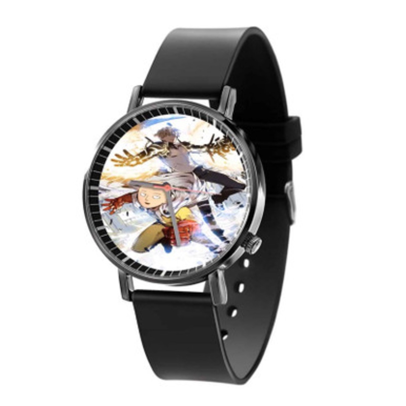 Saitama and Genos One Punch Man Unisex Black Quartz Watch With Premium Gift Box