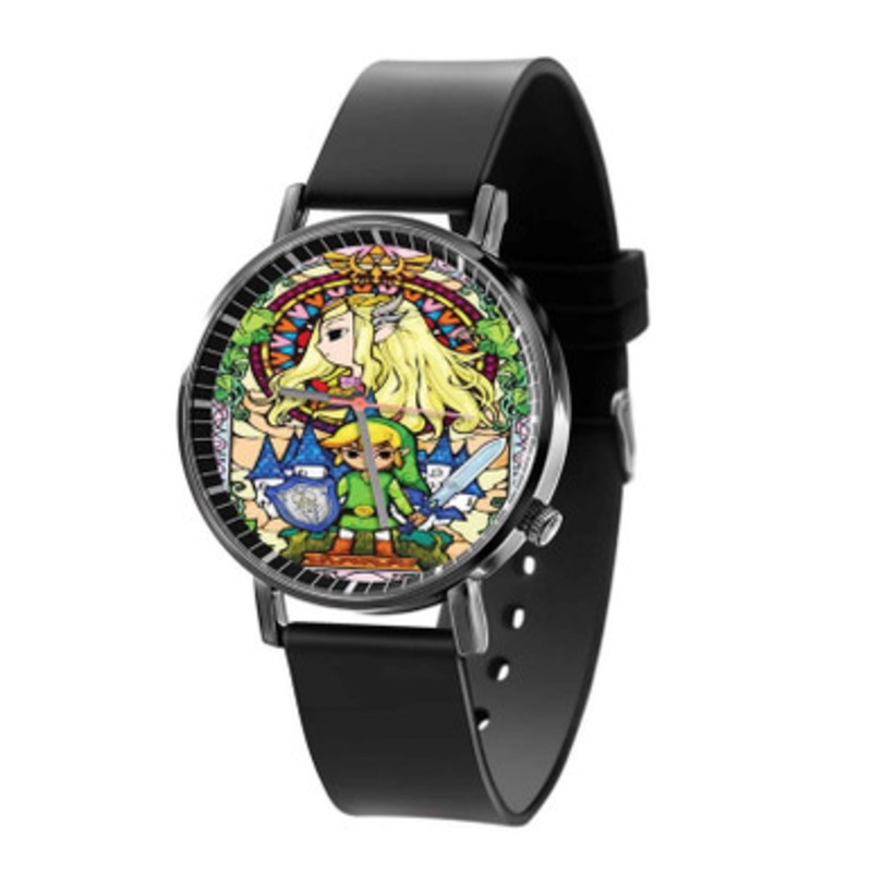 The Legend of Zelda Stained Glass Black Quartz Watch Unisex With Premium Gift Box