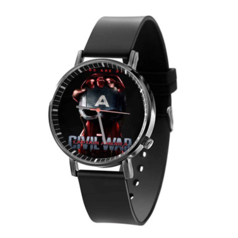Captain America vs Iron Man Civil War Print Black Quartz Watch Unisex With Premium Gift Box