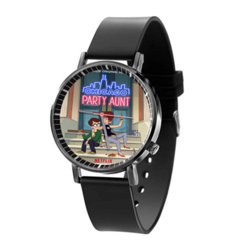 Chicago Party Aunt Black Quartz Watch With Premium Gift Box for Unisex
