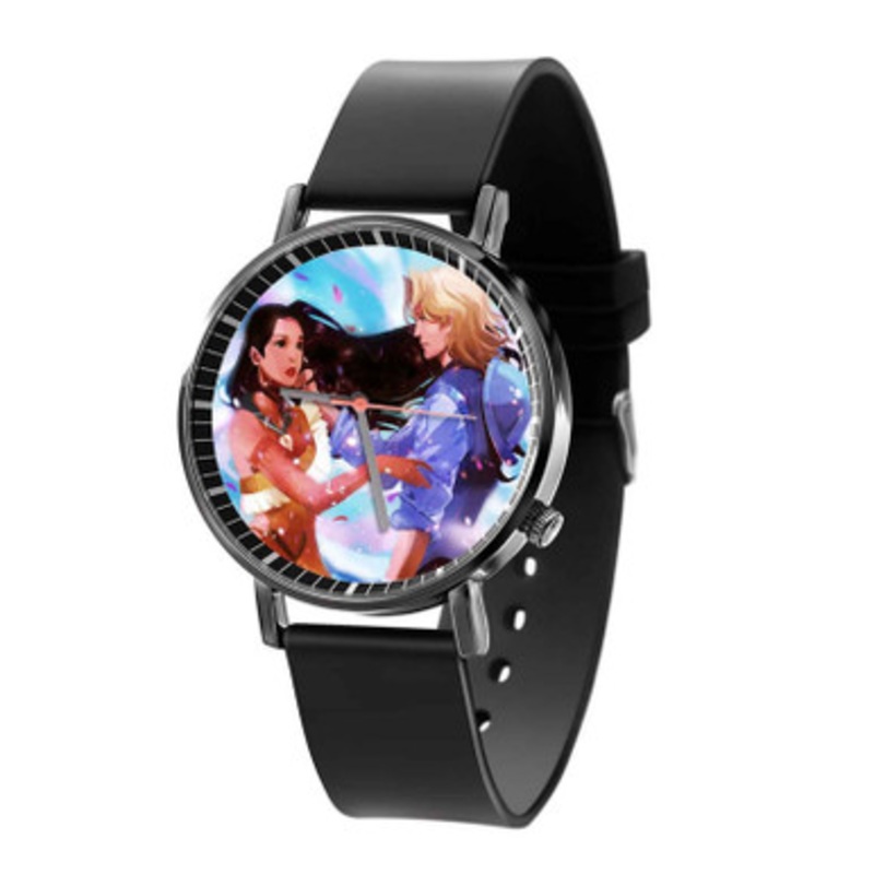 Disney Pocahontas and John Smith Black Quartz Watch Unisex With Premium Gift Box