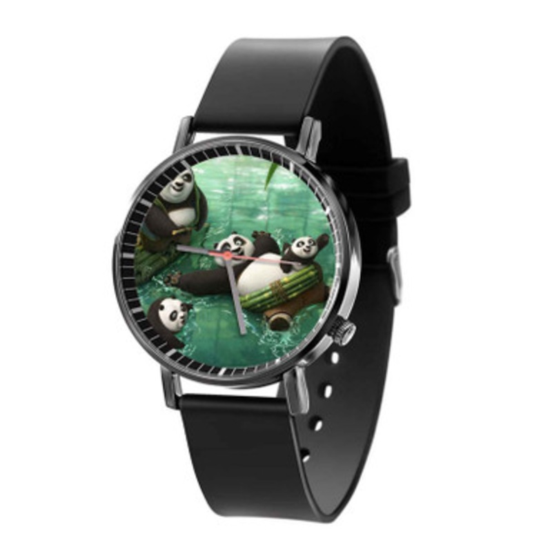Kung Fu Panda Swimming Family Black Quartz Watch Unisex With Premium Gift Box