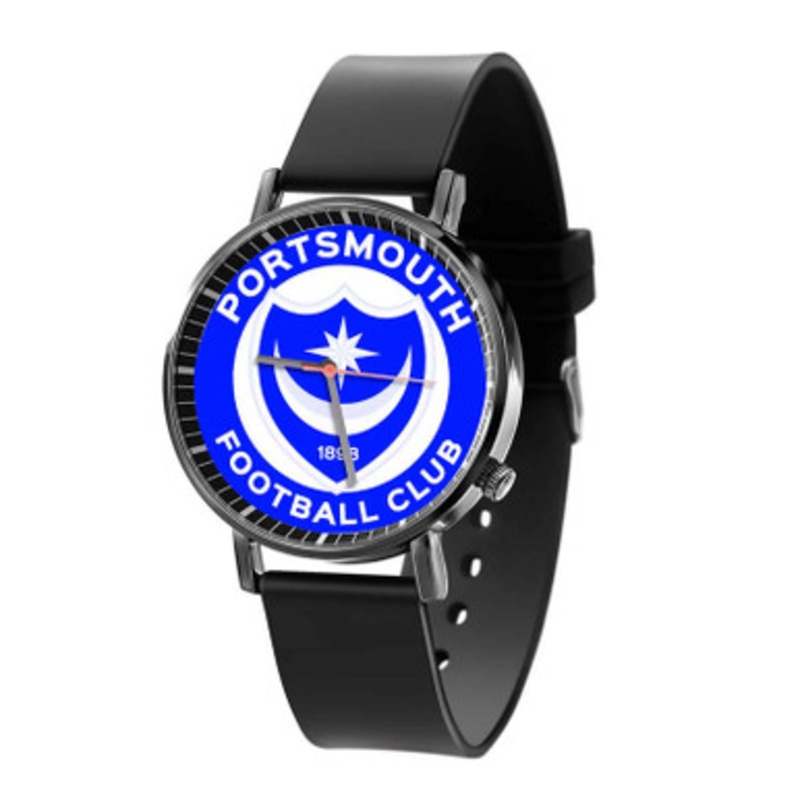 Portsmouth FC Black Quartz Watch Unisex With Premium Gift Box