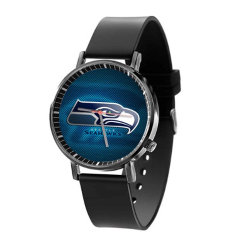 Seattle Seahawks NFL Black Quartz Watch Unisex With Premium Gift Box
