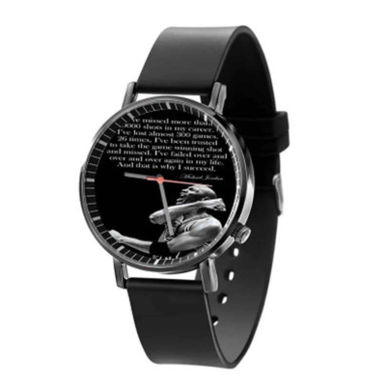 Why I Succeed Michael Jordan Quotes Black Quartz Watch Unisex With Premium Gift Box