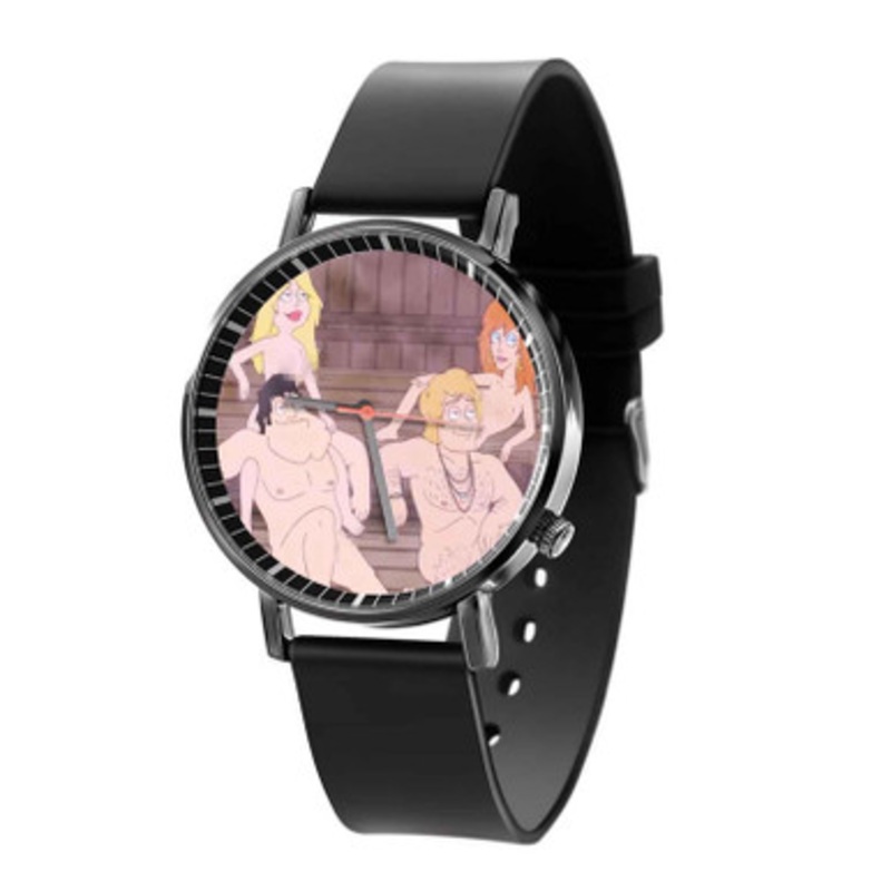 American Dad Cartoon Black Quartz Watch Unisex With Premium Gift Box