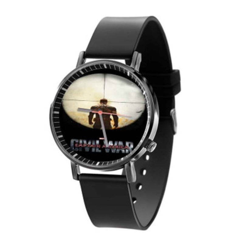 Captain America Civil War on Target Black Quartz Watch Unisex With Premium Gift Box