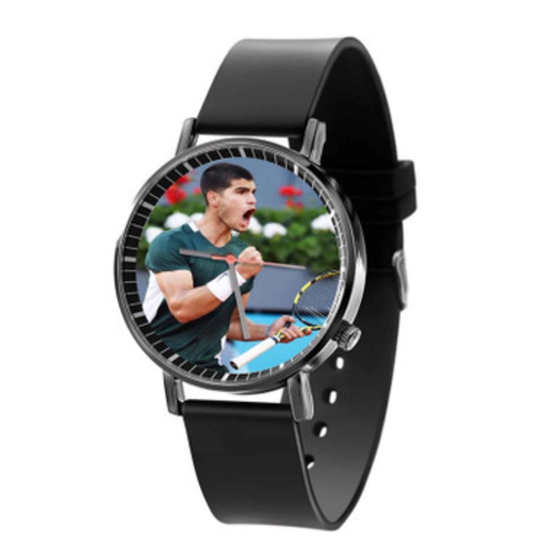 Carlos Alcaraz Black Quartz Watch Unisex With Premium Gift Box