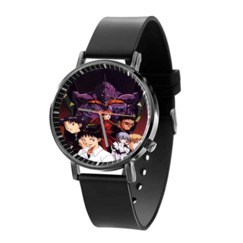 Neon Genesis Evangelion All Characters Black Quartz Watch Unisex With Premium Gift Box