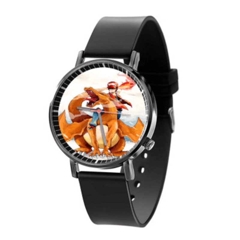 Charmander and Ash Pokemon Black Quartz Watch Unisex With Premium Gift Box