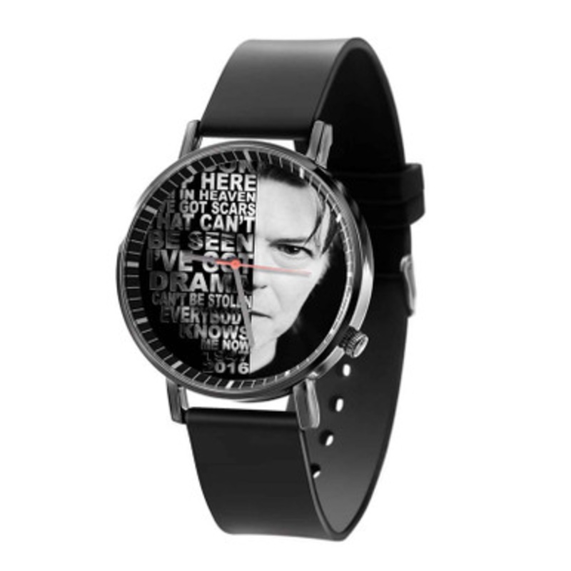 David Bowie Face Quotes Black Quartz Watch Unisex With Premium Gift Box