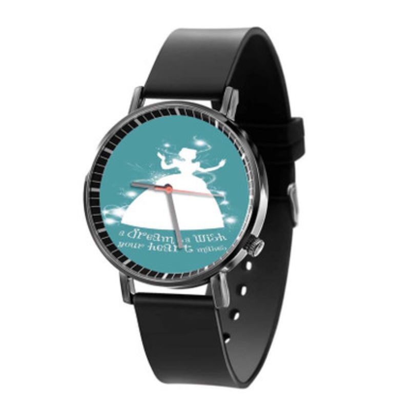 Disney Cinderella a Dream is a Wish Your Heart Makes Black Quartz Watch Unisex With Premium Gift Box