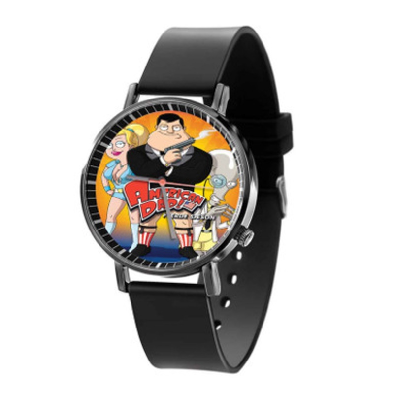 American Dad With Gun Black Quartz Watch Unisex With Premium Gift Box