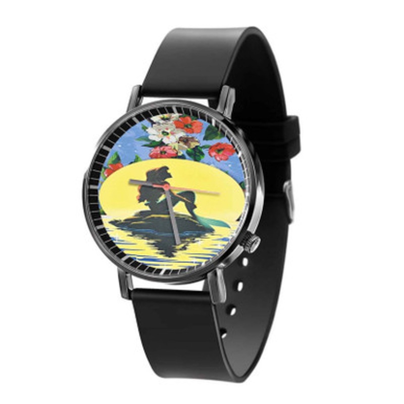 disney Ariel The Little Mermaid Sunset Black Quartz Watch Unisex With Premium Gift Box