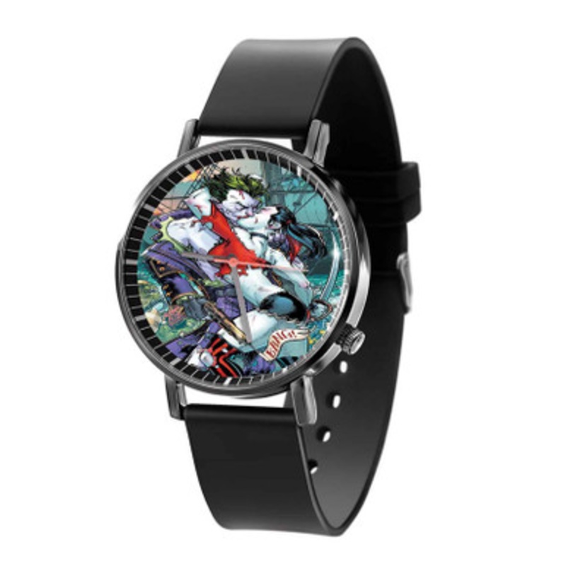 Harley Quinn and The Joker Kiss Unisex Black Quartz Watch With Premium Gift Box