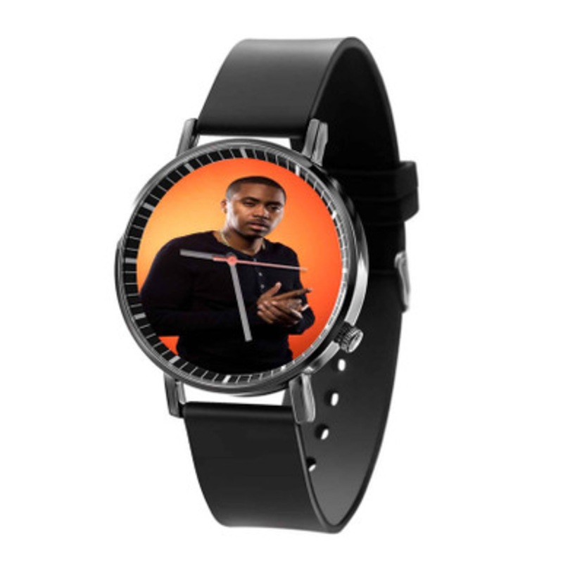 Nas Black Quartz Watch With Premium Gift Box for Unisex