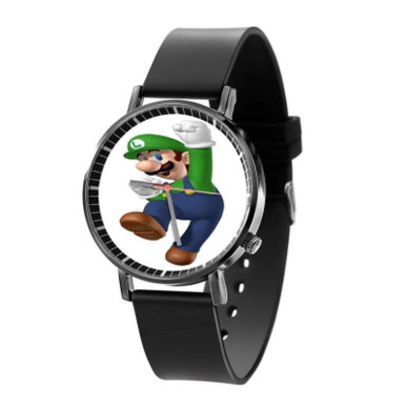 Super Mario Luigi Black Quartz Watch Unisex With Premium Gift Box