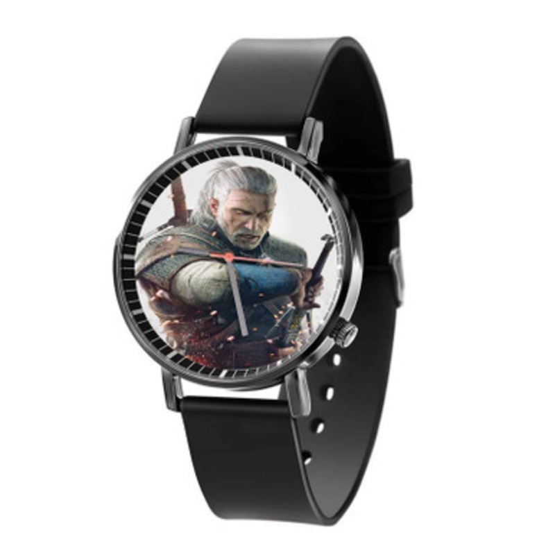 The Witcher 3 Wild Hunt Geralt Two Sword Black Quartz Watch Unisex With Premium Gift Box