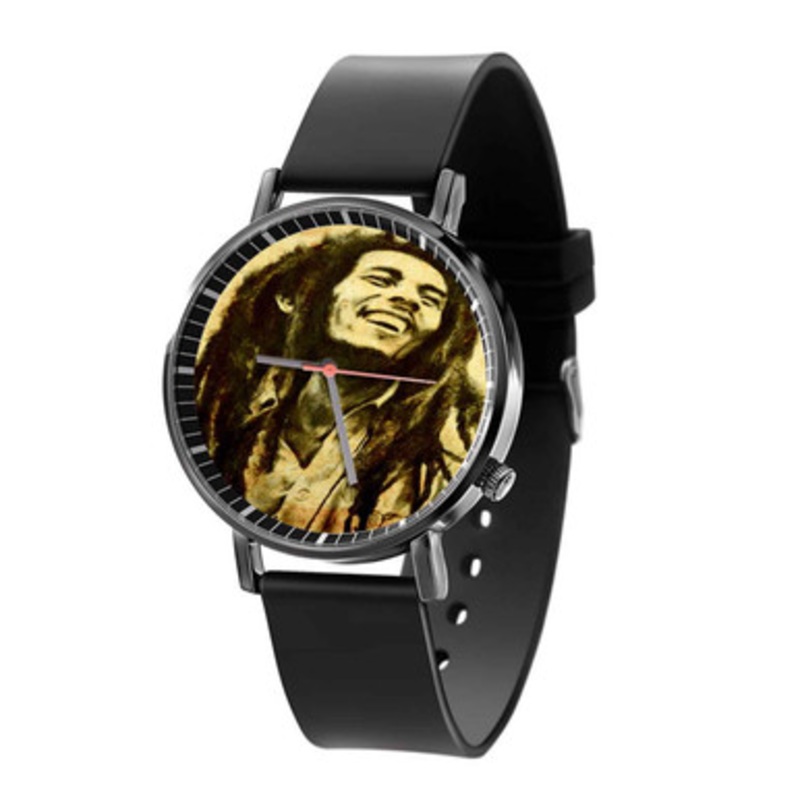 Bob Marley The Legend of Reggae Music Black Quartz Watch Unisex With Premium Gift Box