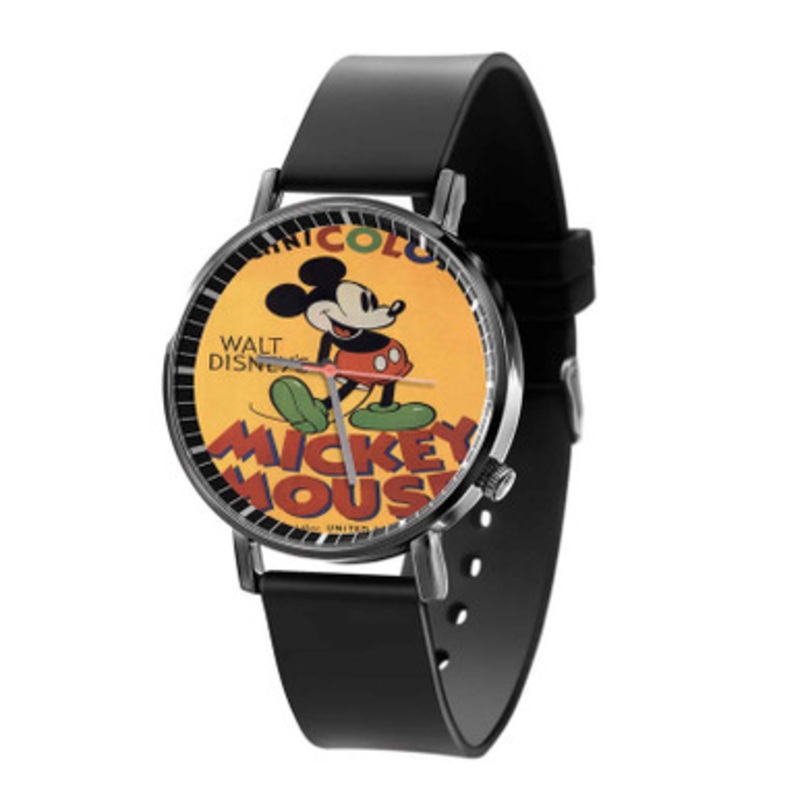 Disney Mickey Mouse Technicolor Black Quartz Watch Unisex With Premium Gift Box