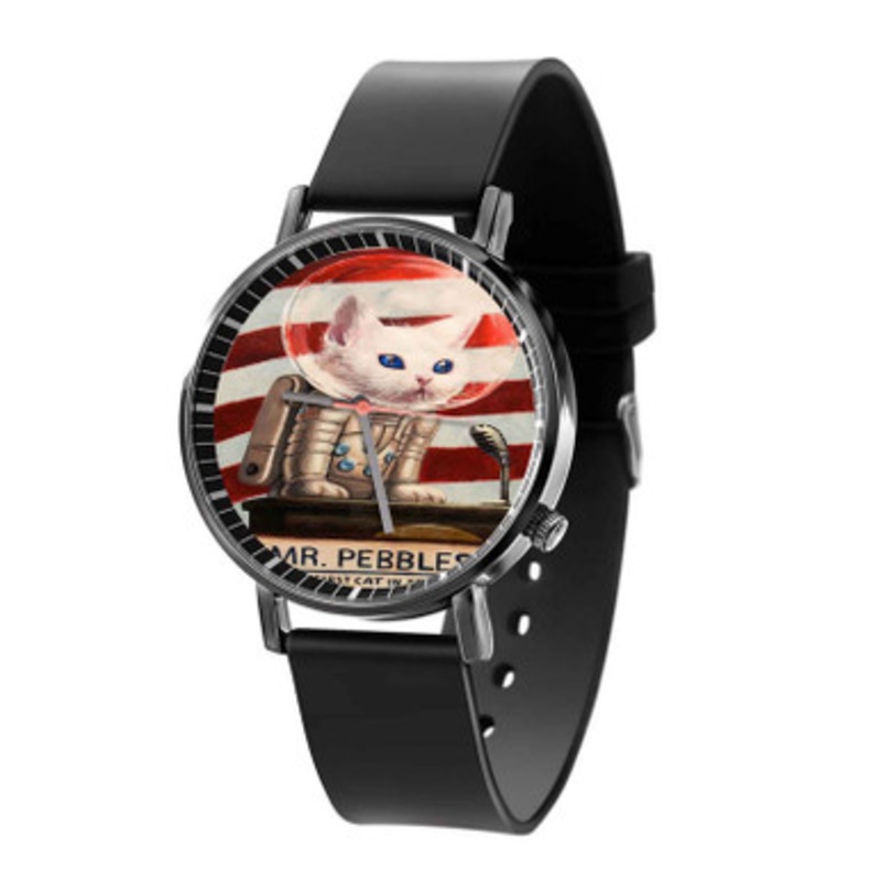 Mr Pebbles Fallout 4 Astronaut Cat Black Quartz Watch Unisex With Premium Gift Box