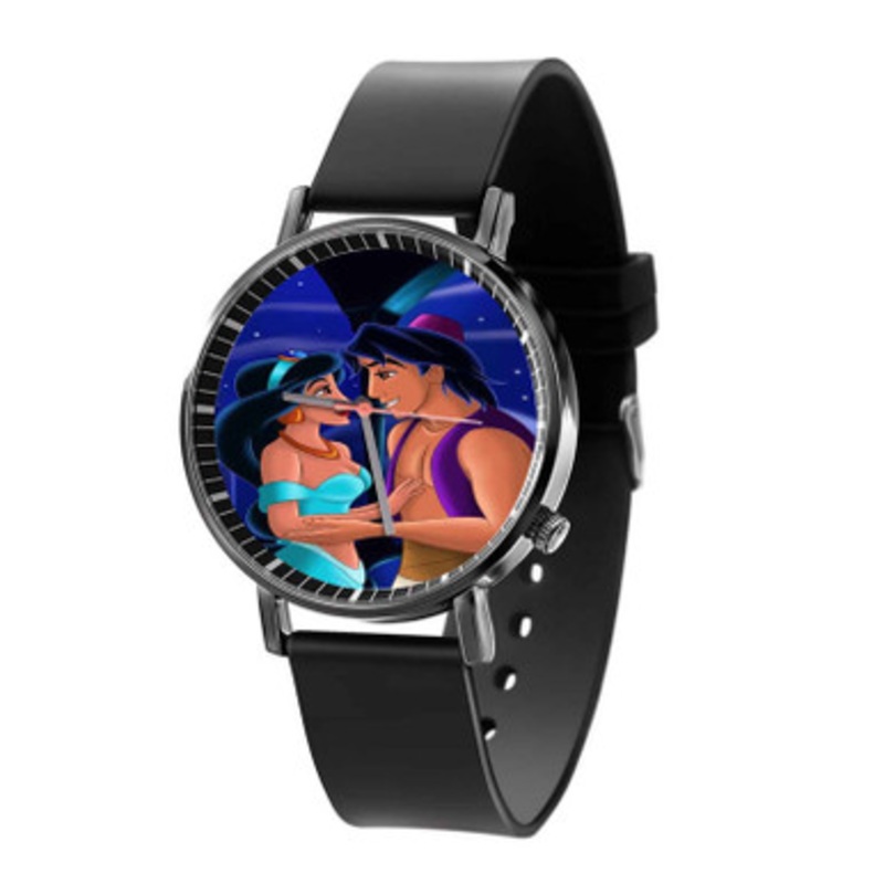 Aladdin and Jasmine Disney Love Night Black Quartz Watch Unisex With Premium Gift Box