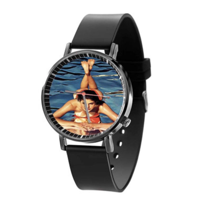 Alexandra Daddario Black Quartz Watch With Premium Gift Box for Unisex