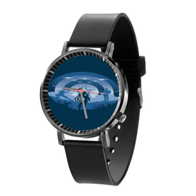 Captain America The Avengers Soldier of Freedom Black Quartz Watch Unisex With Premium Gift Box