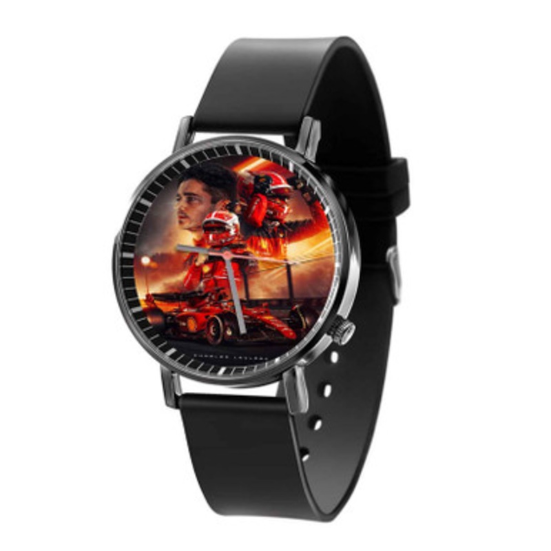 Charles Leclerc Black Quartz Watch Unisex With Premium Gift Box