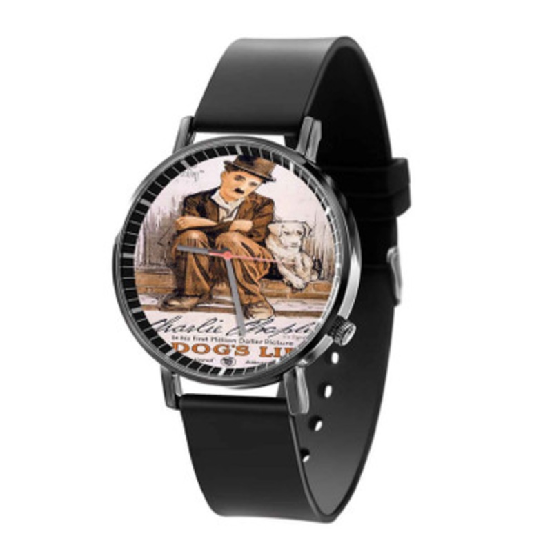 Charlie Chaplin A Dogos Life Black Quartz Watch Unisex With Premium Gift Box