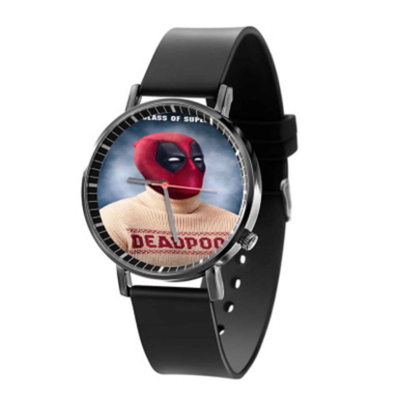 Deadpool Wearing Deadpool Sweater Christmas Black Quartz Watch Unisex With Premium Gift Box