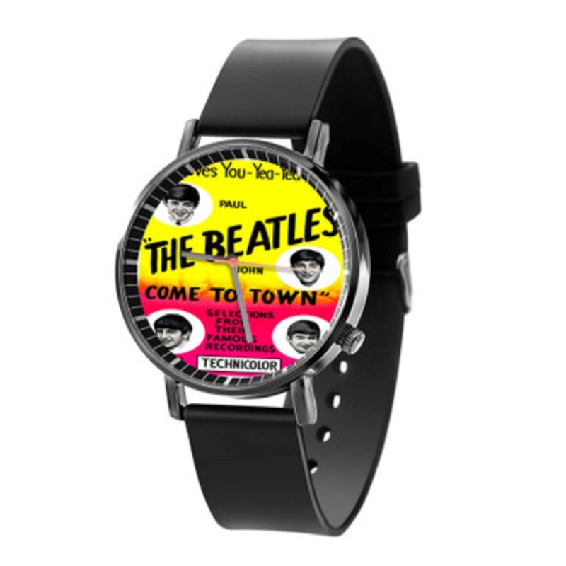 The Beatles Come To Town Black Quartz Watch Unisex With Premium Gift Box